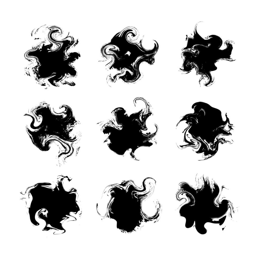 verzameling van samengeklonterde abstracte zwarte verf. vector illustratie