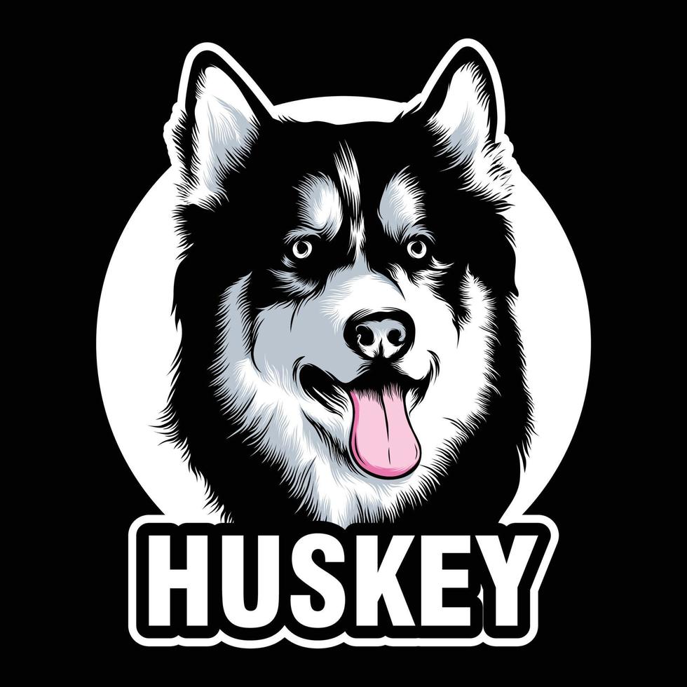hond, huskey hoofd logo ontwerpen, ontwerpelement voor logo, poster, kaart, banner, embleem, t-shirt. vector illustratie