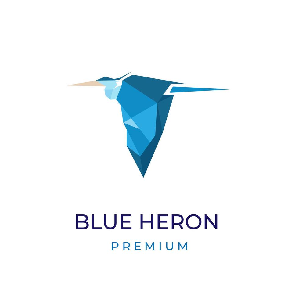 blauwe zilverreiger veelhoek geometrische illustratie logo vector