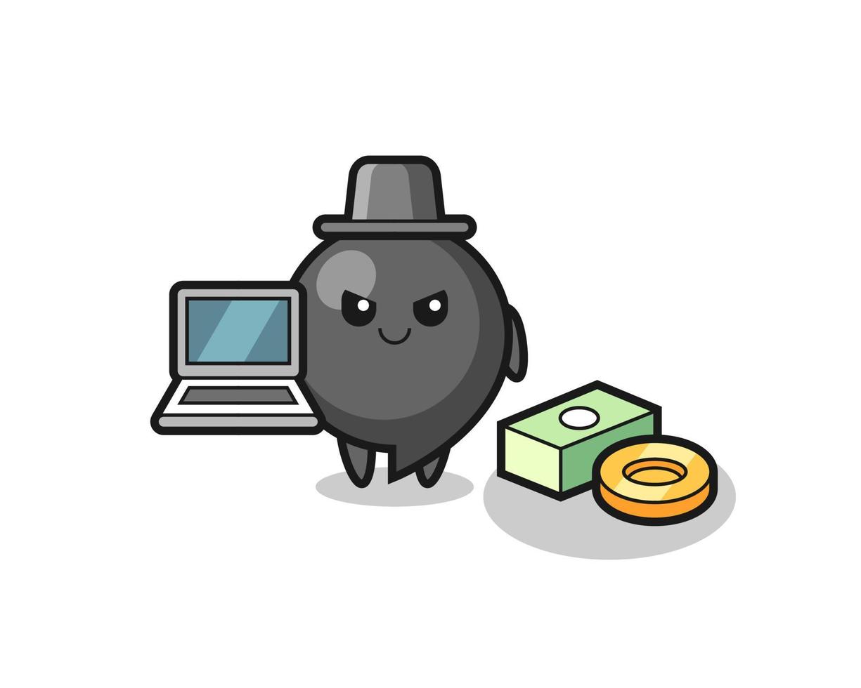 mascotteillustratie van kommasymbool als hacker vector