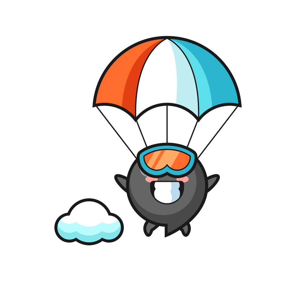 komma symbool mascotte cartoon is aan het parachutespringen met een gelukkig gebaar vector