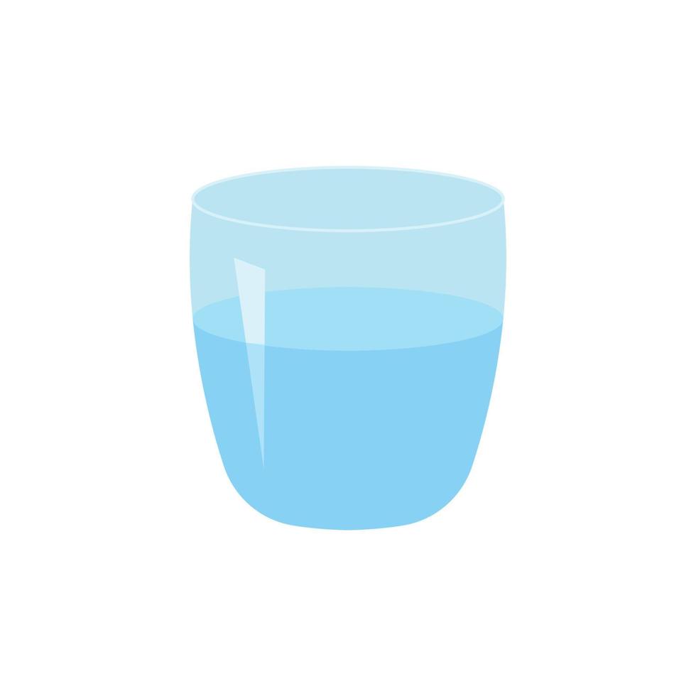 glas water, drinkwater, blauw transparant glas gevuld met water. vectorillustratie geïsoleerd op een witte achtergrond vector