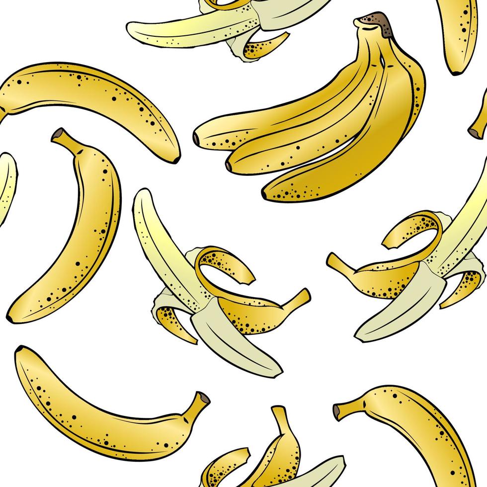 naadloos patroon, banaanfruit op transparante achtergrond, vectorillustratie vector