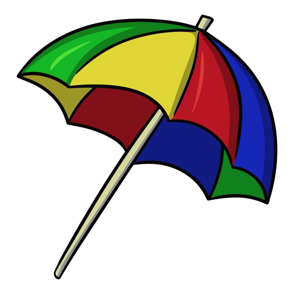 grote parasol van de zon, veelkleurige paraplu van de regen, vectorillustratie, op een witte achtergrond, ontwerpelement vector