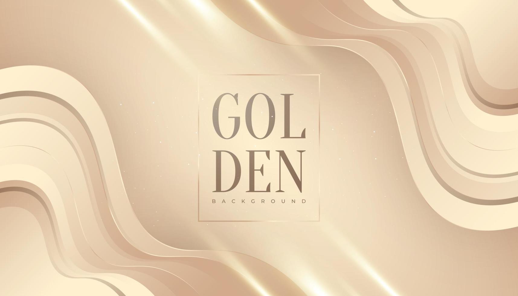 luxe gouden achtergrond met glitter en lichteffect. elegante crème achtergrond met golvende lijnen en papier gesneden stijl vector