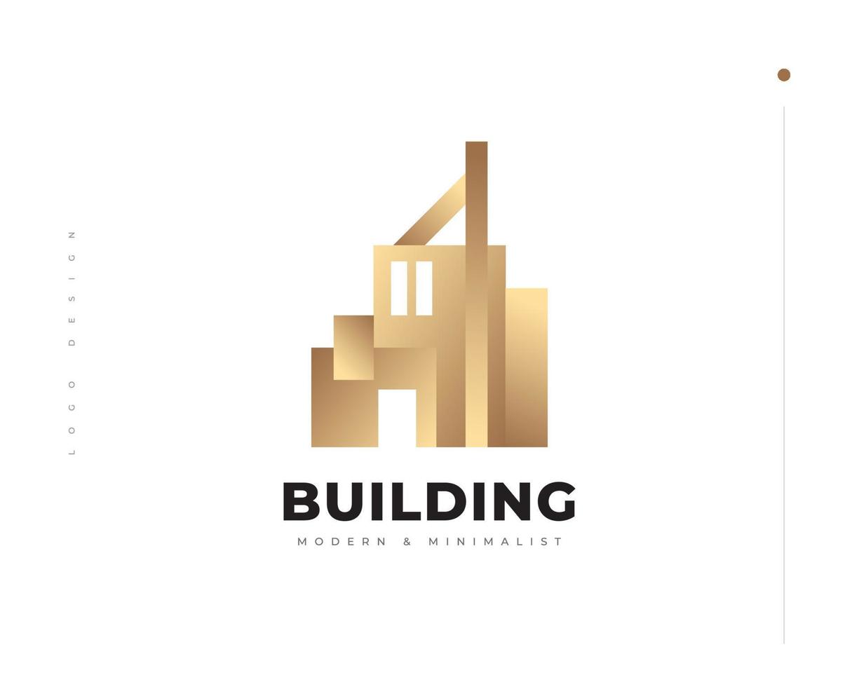 modern en minimalistisch huislogo-ontwerp. luxe gouden onroerend goed logo of icoon vector