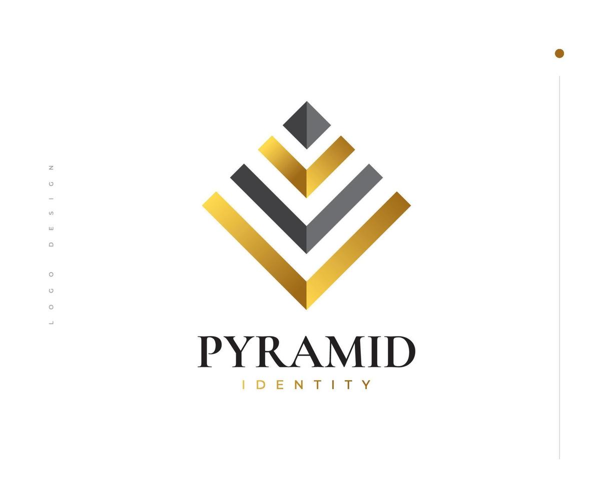 zwart en goud piramide logo-ontwerp. abstract luxe driehoekslogo vector