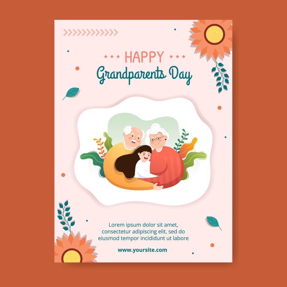 gelukkige grootouders dag poster sjabloon sociale media platte cartoon achtergrond afbeelding vector