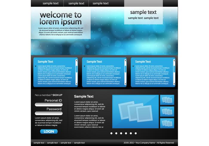 Blue Bokeh Website Vector Template