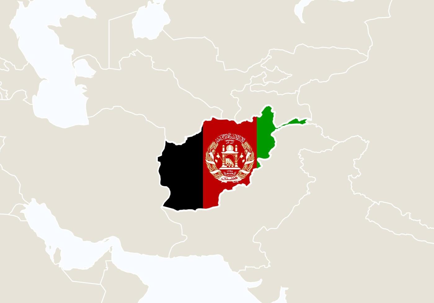 Azië met gemarkeerde kaart van Afghanistan. vector