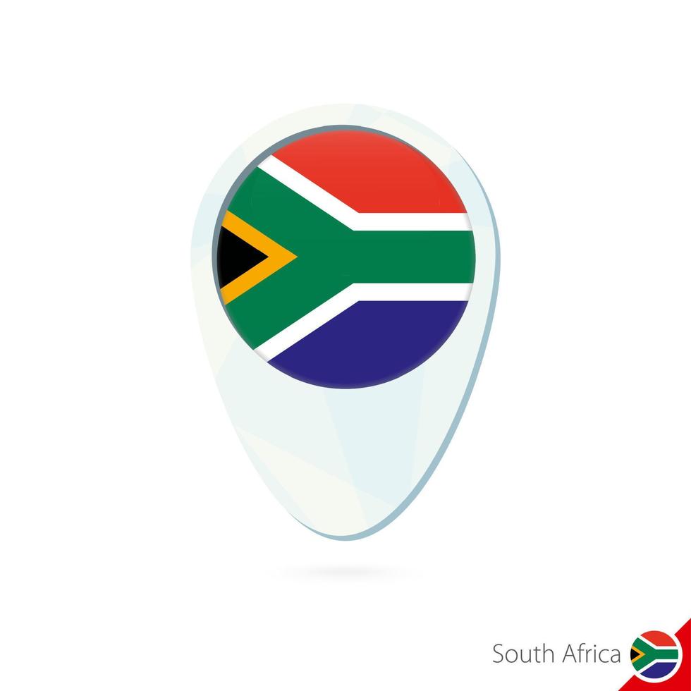 Zuid-Afrika vlag locatie kaart pin pictogram op witte achtergrond. vector