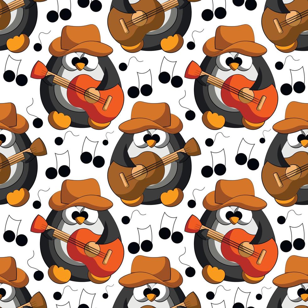 naadloze vector patroon met schattige cartoon pinguïn cowboy