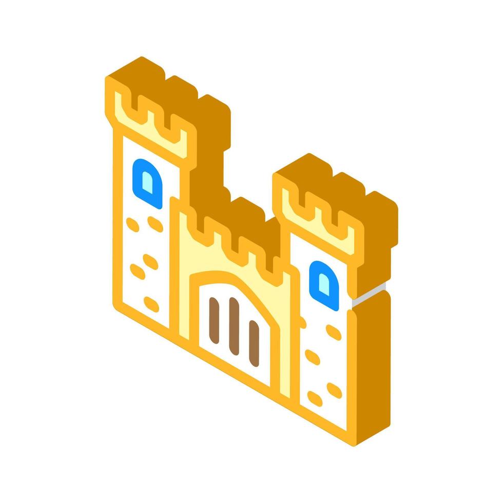 kasteel middeleeuws gebouw isometrisch pictogram vectorillustratie vector