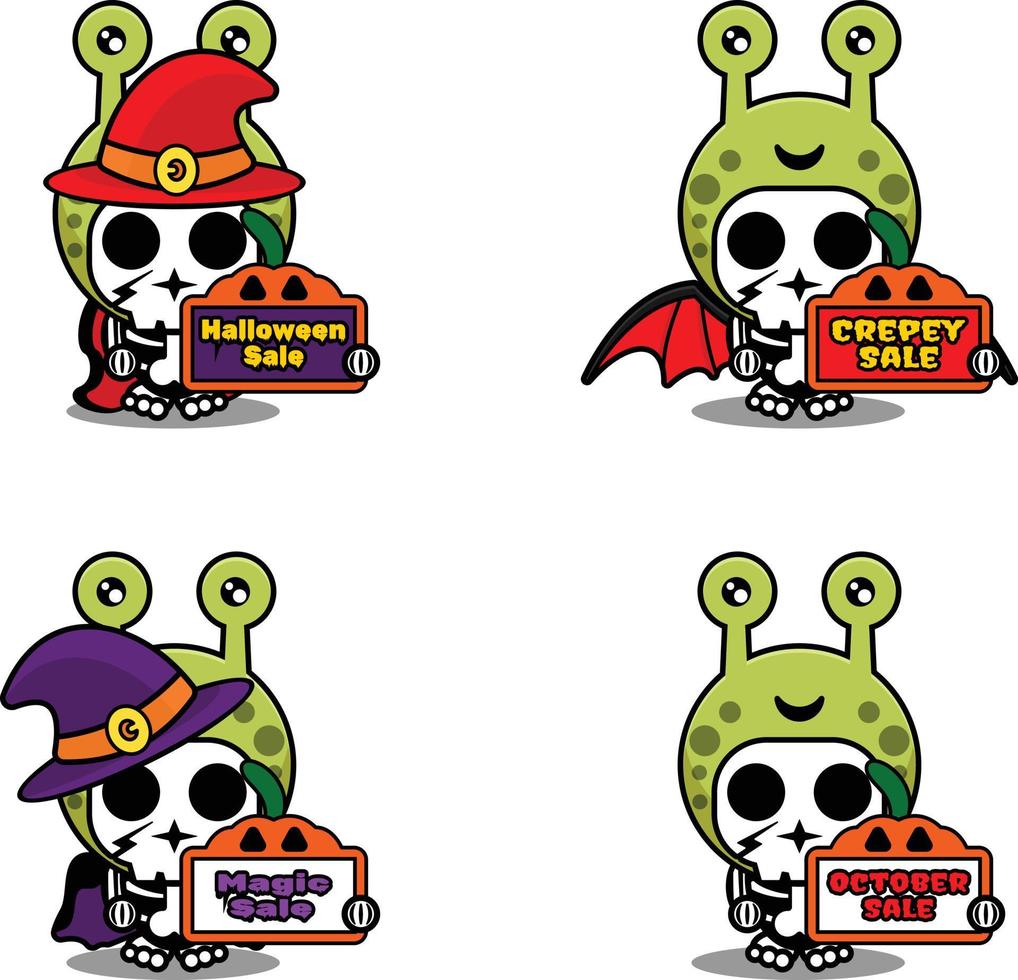 korting verkoop halloween party ontwerp, schedel dier kostuum vectorillustratie vector