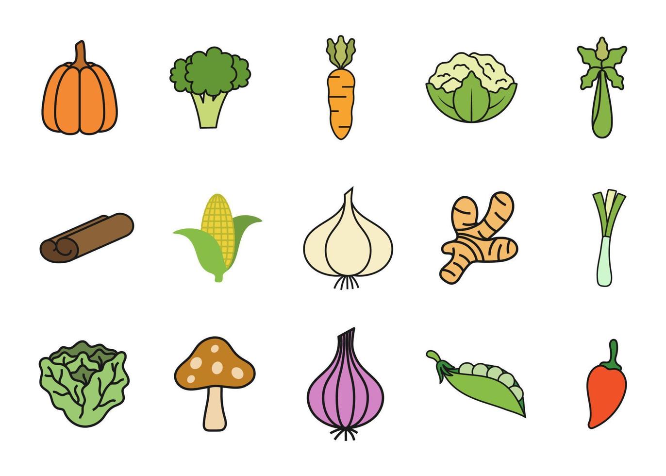 groenten pictogrammenset ontwerp sjabloon vectorillustratie vector