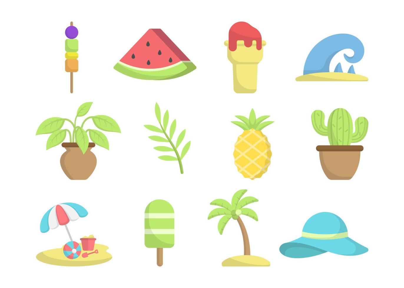 strand zomer icon set vector