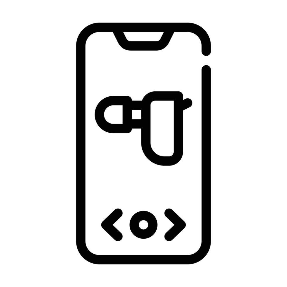 gehoorapparaat op telefoon scherm lijn pictogram vectorillustratie vector