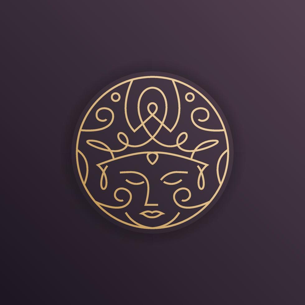 luxe schoonheid vrouw logo ontwerp concept lineaire pictogramstijl. vector