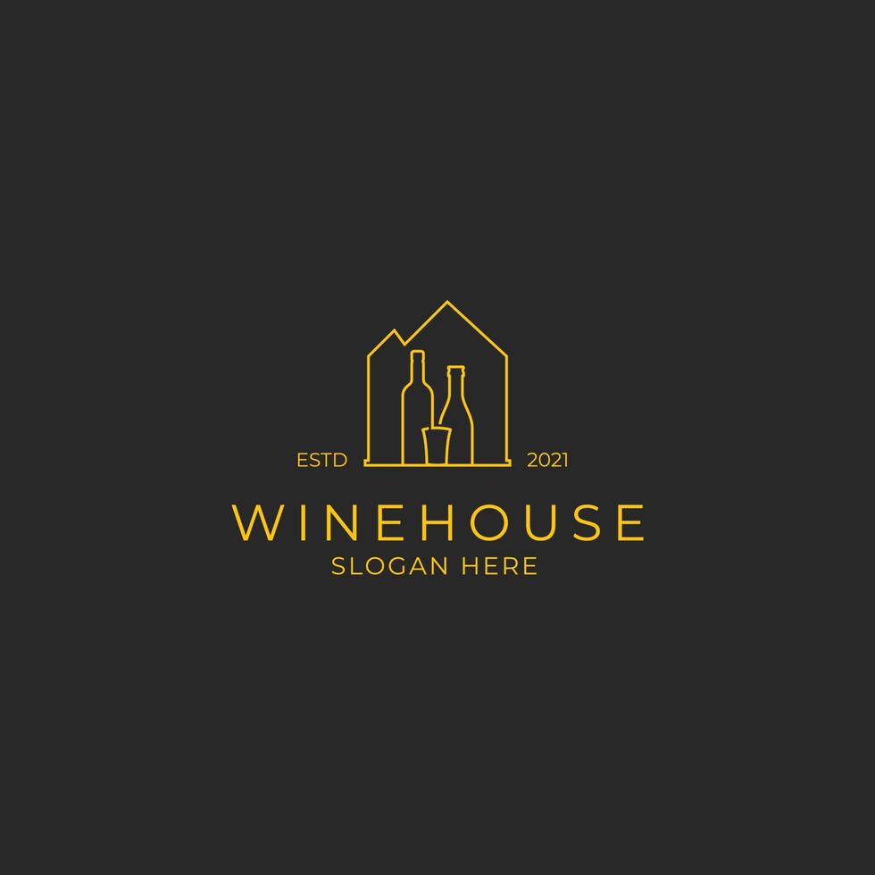 slijterij winkel café bier wijn huis logo ontwerp vector