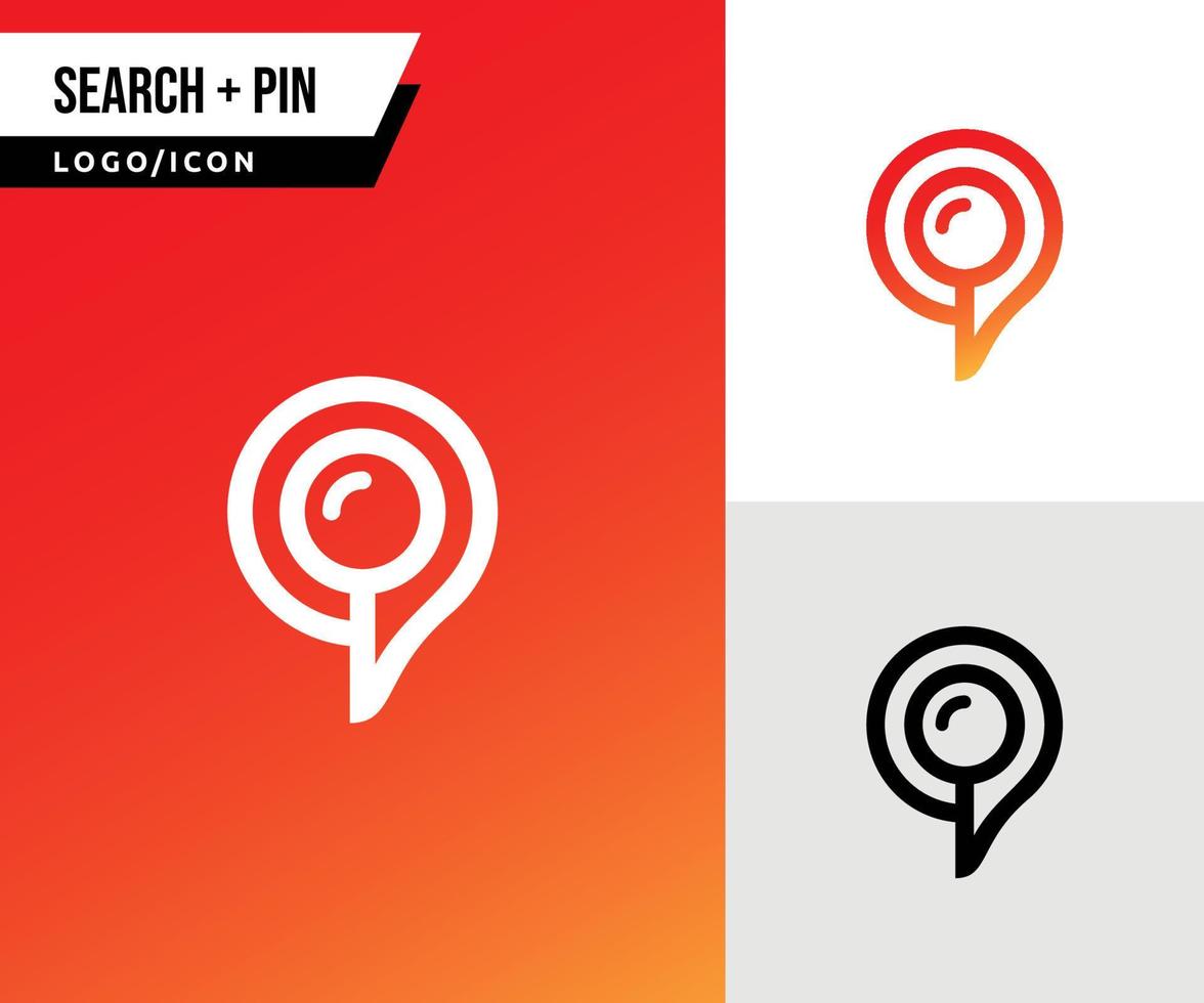 vergrootglas kaart pin logo locatie symbool goed voor app mobiele telefoon vector