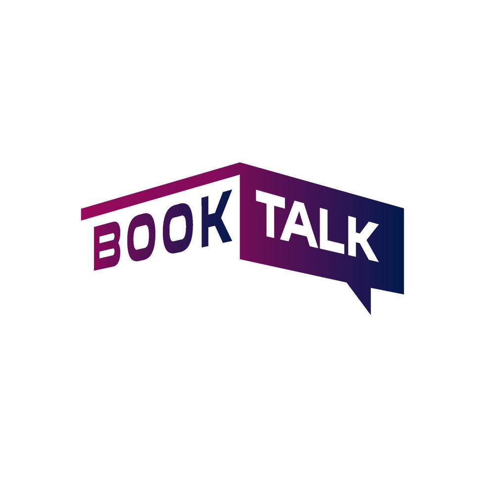 logo symbool combinatie boek en bubble chat talk met vet lettertype en elegante typografie eenvoudig maar indrukwekkend vector
