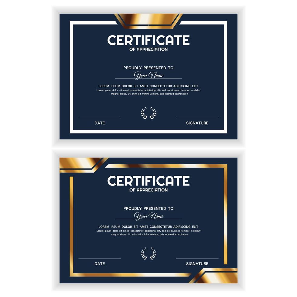 bundel creatieve gouden certificaat van waardering awardsjabloon vector