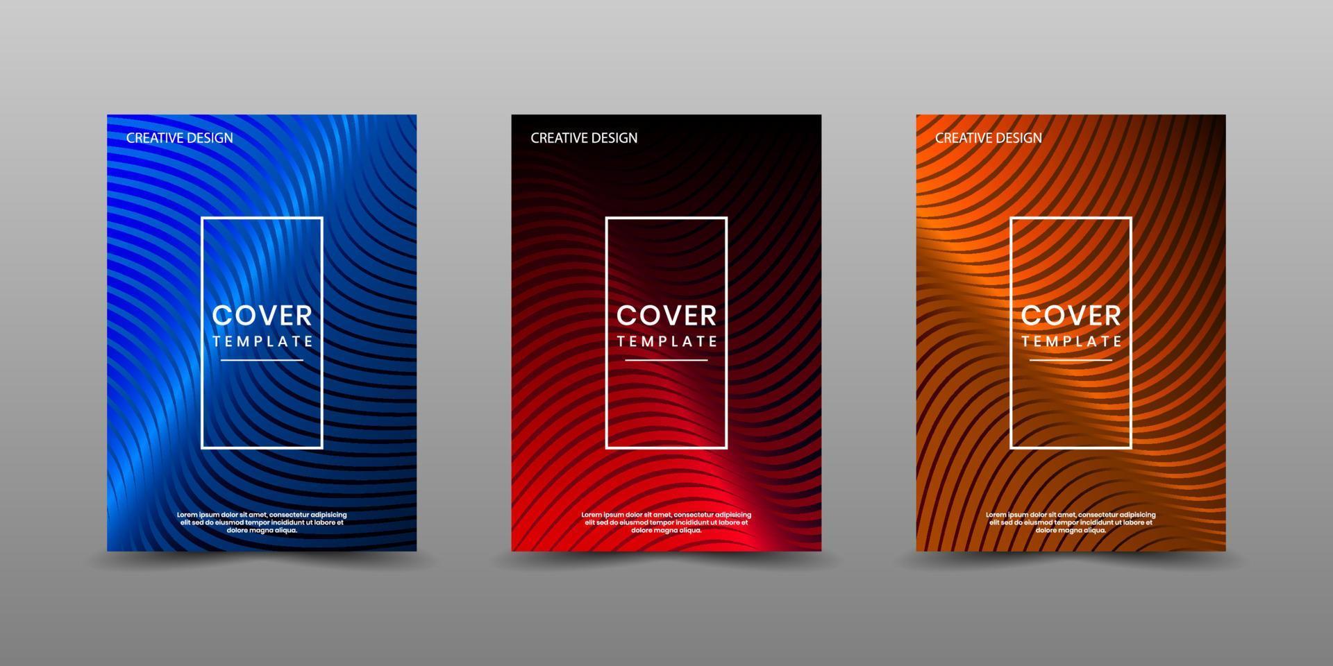 minimale covers ontwerpset. moderne achtergrondcollectie met abstracte textuurcurve voor gebruikselement poster, aanplakbiljet, catalogus, banner, flyer, enz. kleurrijke golvengradiënten. toekomstige geometrische patronen. vector