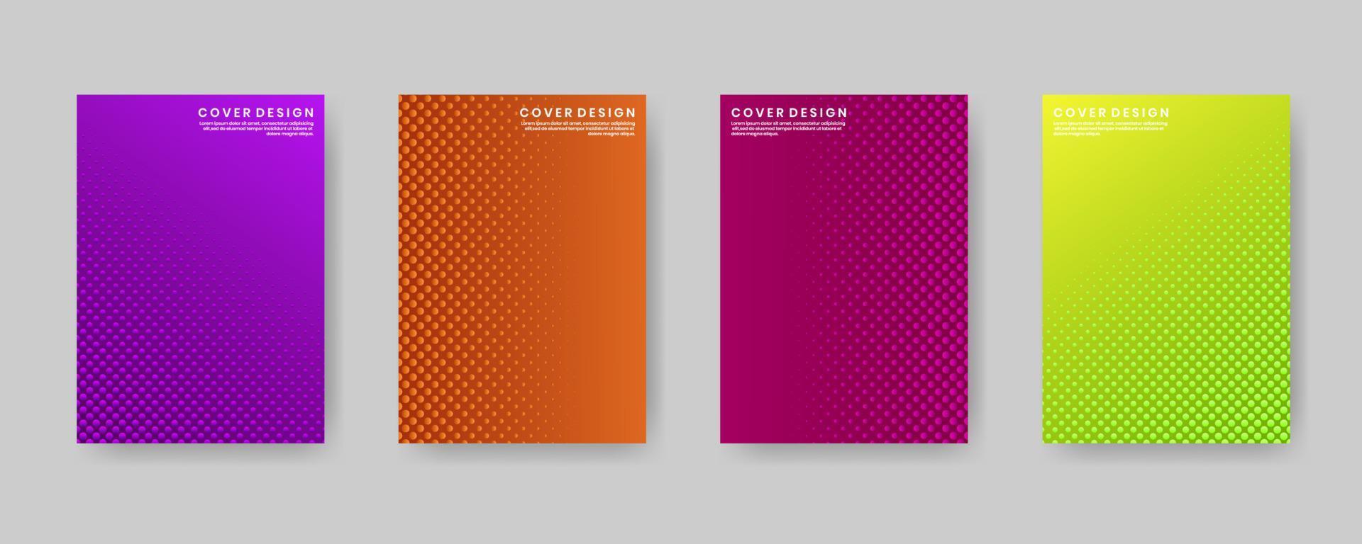 minimale corporate cover ontwerpset. moderne achtergrondcollectie met abstracte geometrische stippenpatronen voor gebruikselement poster, plakkaat, catalogus, banner, flyer, enz. kleurrijke halftone gradiënt. vector