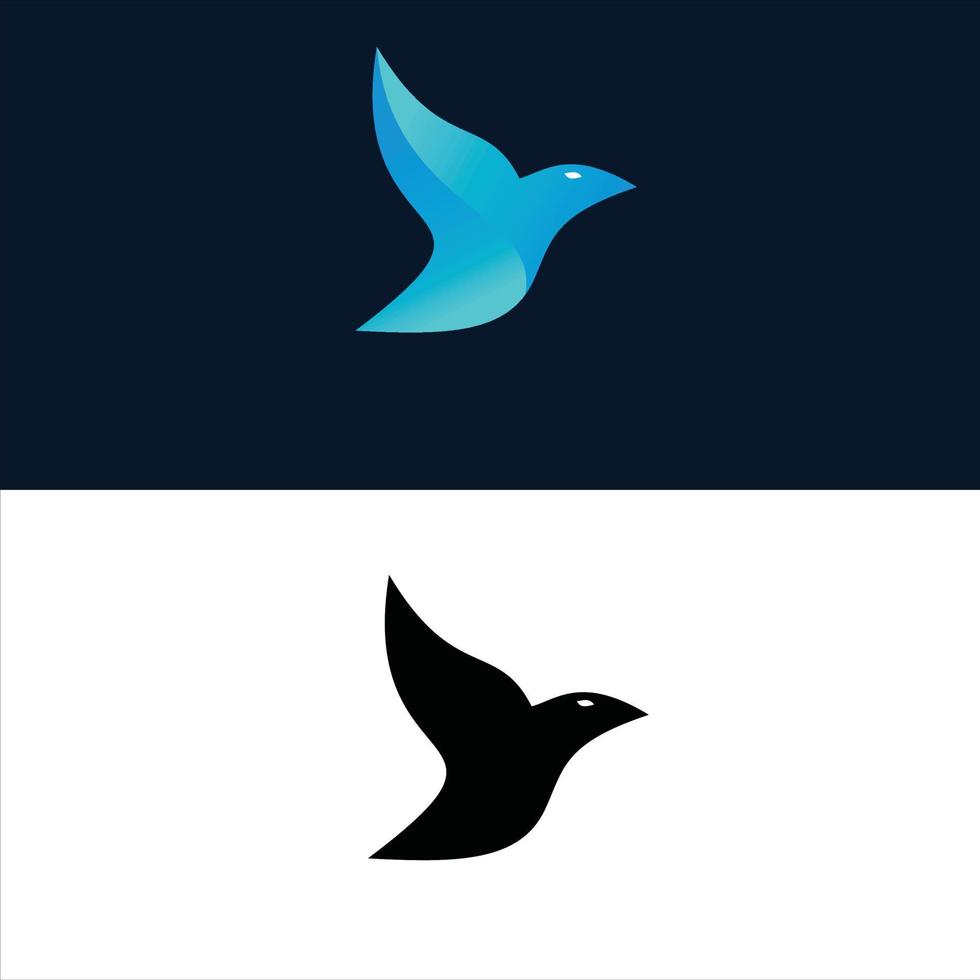 blauw en zwart vogelontwerplogo vector