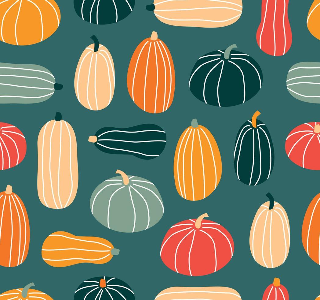 naadloos patroon met pompoen in pastelkleuren. vectorillustratie in plat ontwerp. halloween achtergrond vector