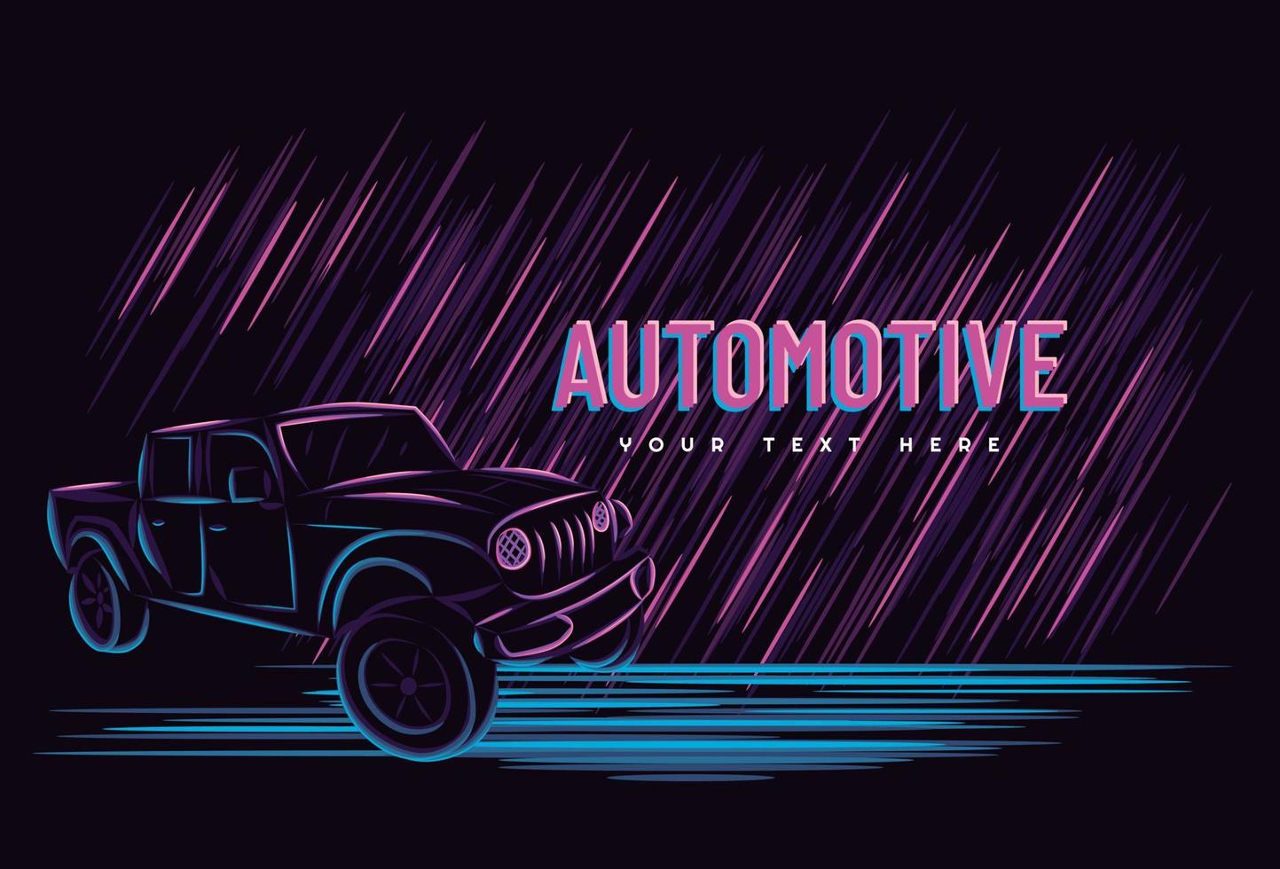 illustratie vectorafbeelding van auto automotive concept met lijn kunst neon teken stijl, goed voor t-shirt, spandoek, poster, bestemmingspagina, flyer vector