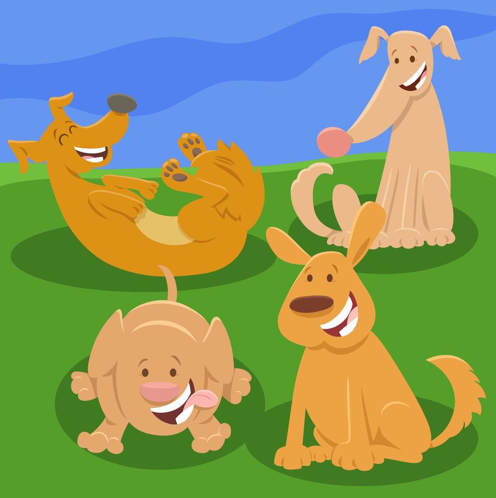 tekenfilm speelse honden en puppy's dierlijke karakters groep vector