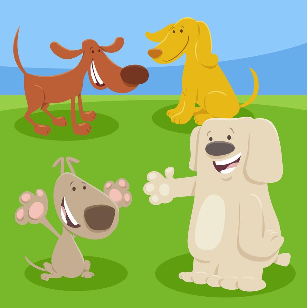 grappige cartoon honden en puppy's dierlijke karakters groep vector