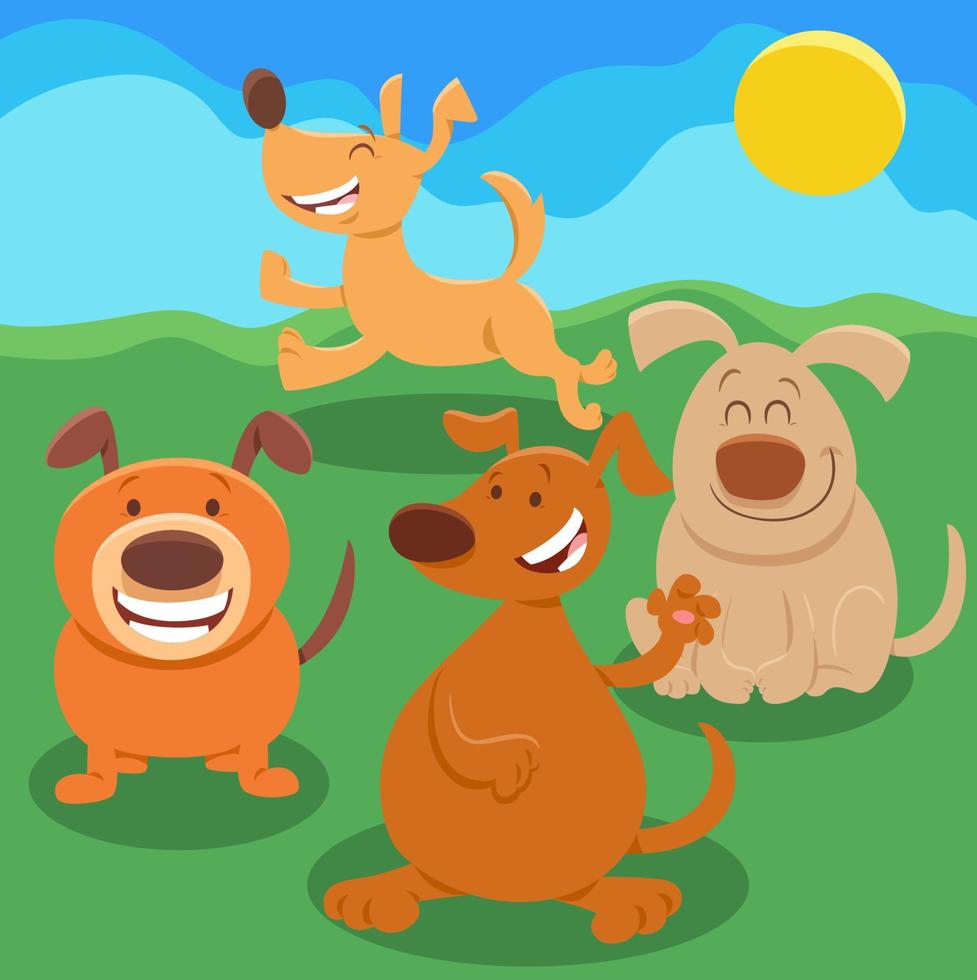 grappige cartoon honden dierlijke karakters groep vector