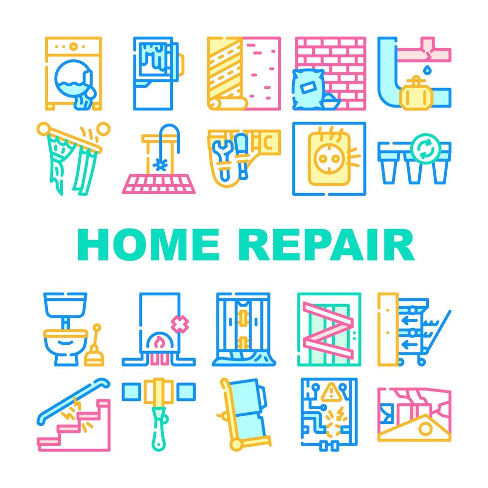 huis reparatie service collectie iconen set vector