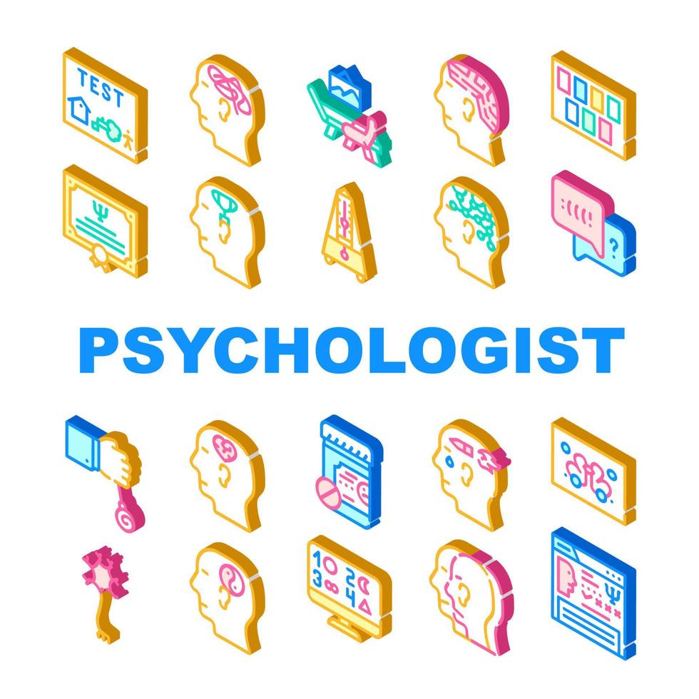 psycholoog dokter collectie iconen set vector illustraties