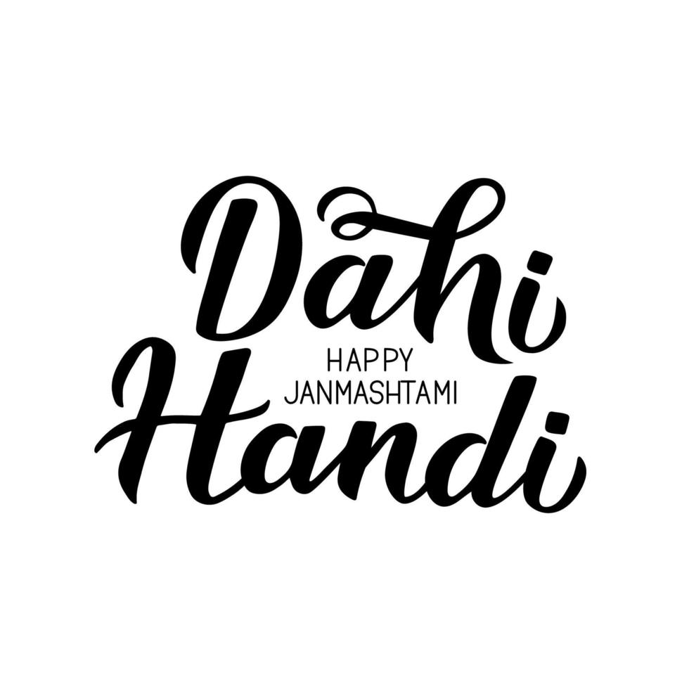 dahi handi hand belettering geïsoleerd op wit. traditionele Indiase festival janmashtami vectorillustratie. gemakkelijk te bewerken sjabloon voor typografieposter, spandoek, flyer, uitnodiging, enz. vector