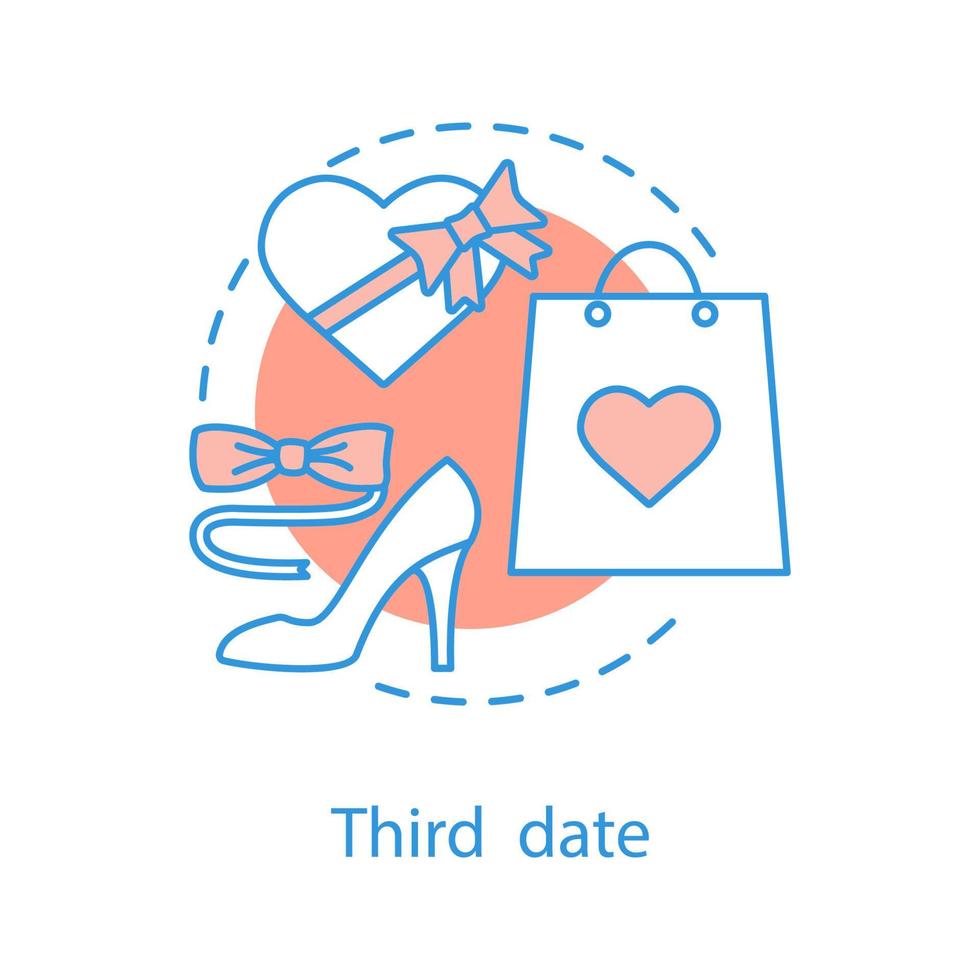 derde datum concept icoon. romantische relaties idee dunne lijn illustratie. valentijnsdag cadeau. vector geïsoleerde overzichtstekening