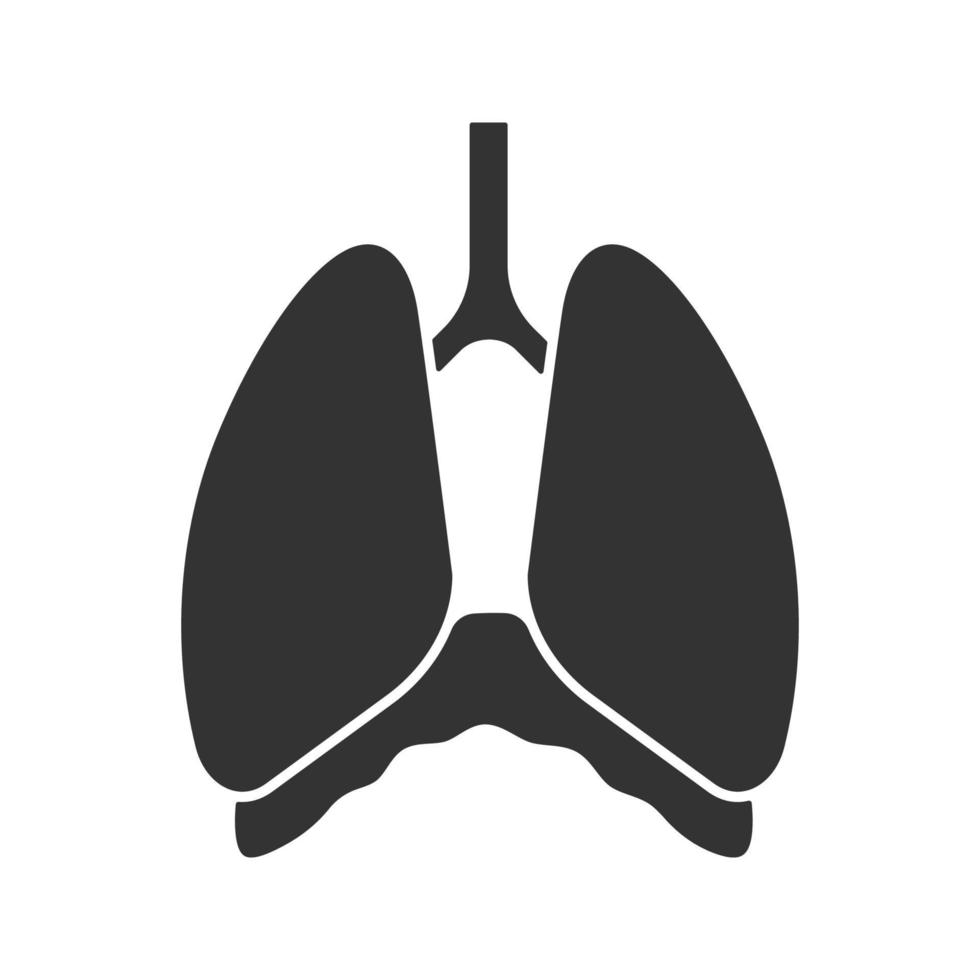 borstholte glyph pictogram. diafragma. menselijke longen. silhouet symbool. negatieve ruimte. vector geïsoleerde illustratie