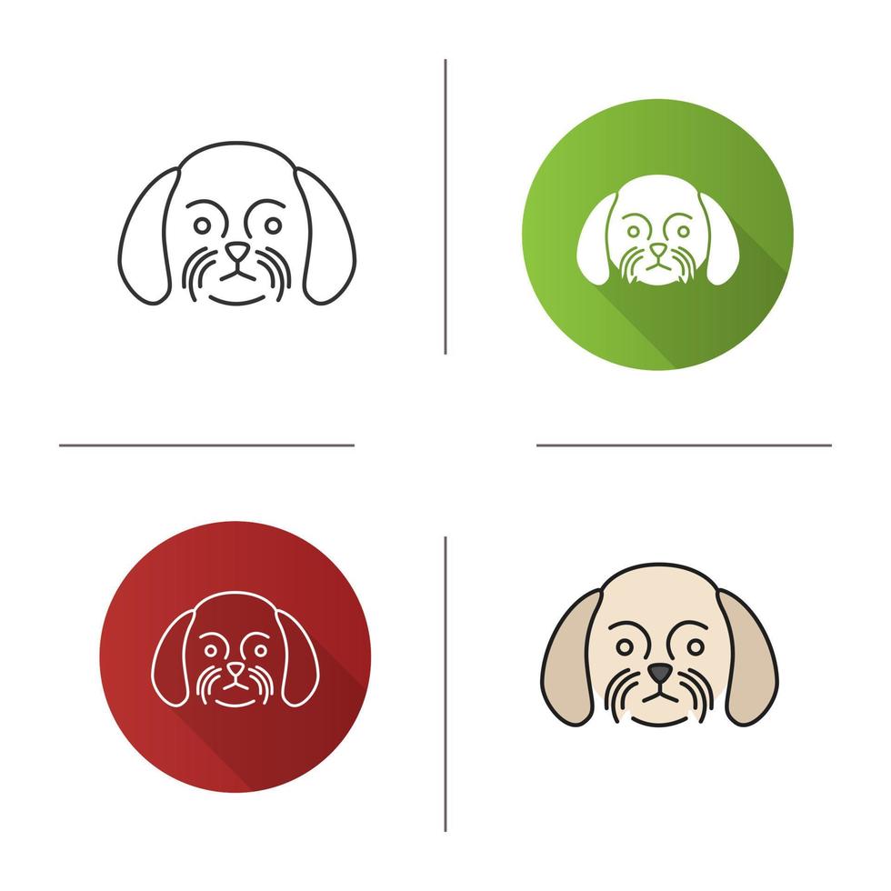 shih tzu-pictogram. chrysant hondenras. plat ontwerp, lineaire en kleurstijlen. geïsoleerde vectorillustraties vector