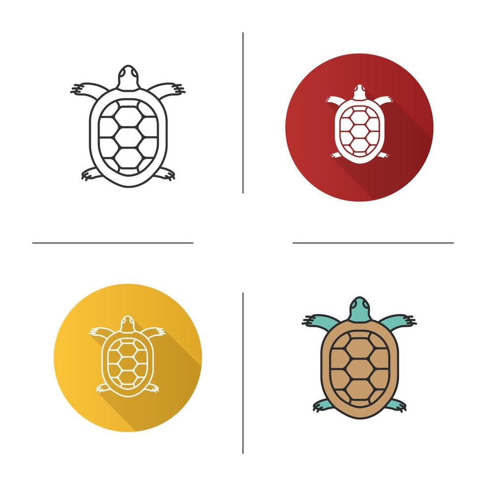 schildpad icoon. plat ontwerp, lineaire en kleurstijlen. schildpad. geïsoleerde vectorillustraties vector