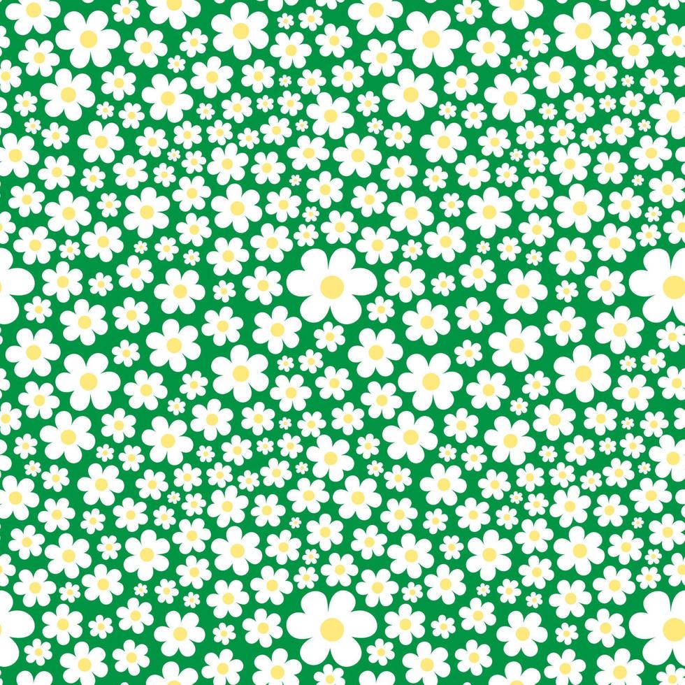 prifloral patroon met witte bloemen. vrijheid stijl. vector naadloze achtergrond voor mode prints. ditsy print, textuur. groene achtergrond.