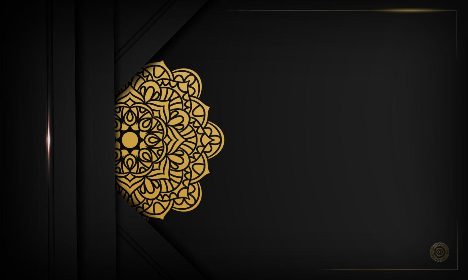 luxe achtergrond, gouden kleur mandala ornament lijn ontwerp, wenskaart, bruiloft, uitnodiging, islamitische ramadan concept, banner dekking achtergrond, enz, vectorillustratie vector