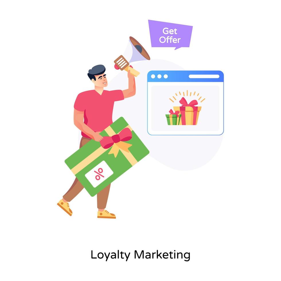 een boeiende platte illustratie van loyaliteitsmarketing vector