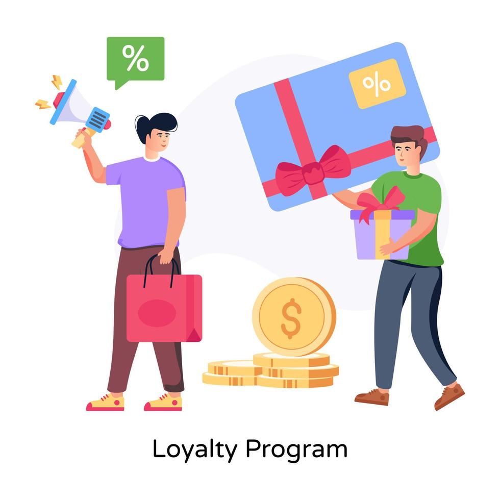 een creatief ontworpen platte illustratie van een loyaliteitsprogramma vector