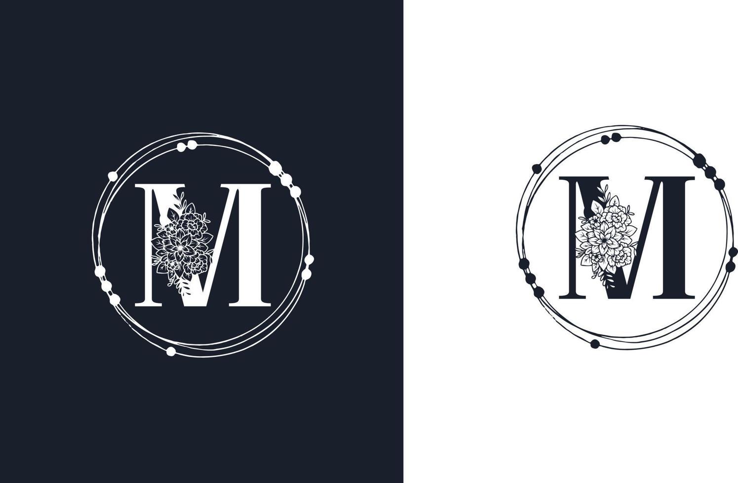 letter m minimalistische bloemen logo ontwerpsjabloon vector