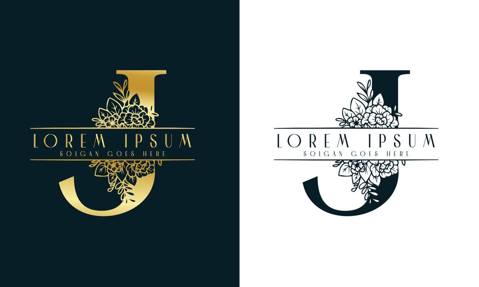 letter j minimalistische bloemen logo ontwerpsjabloon vector