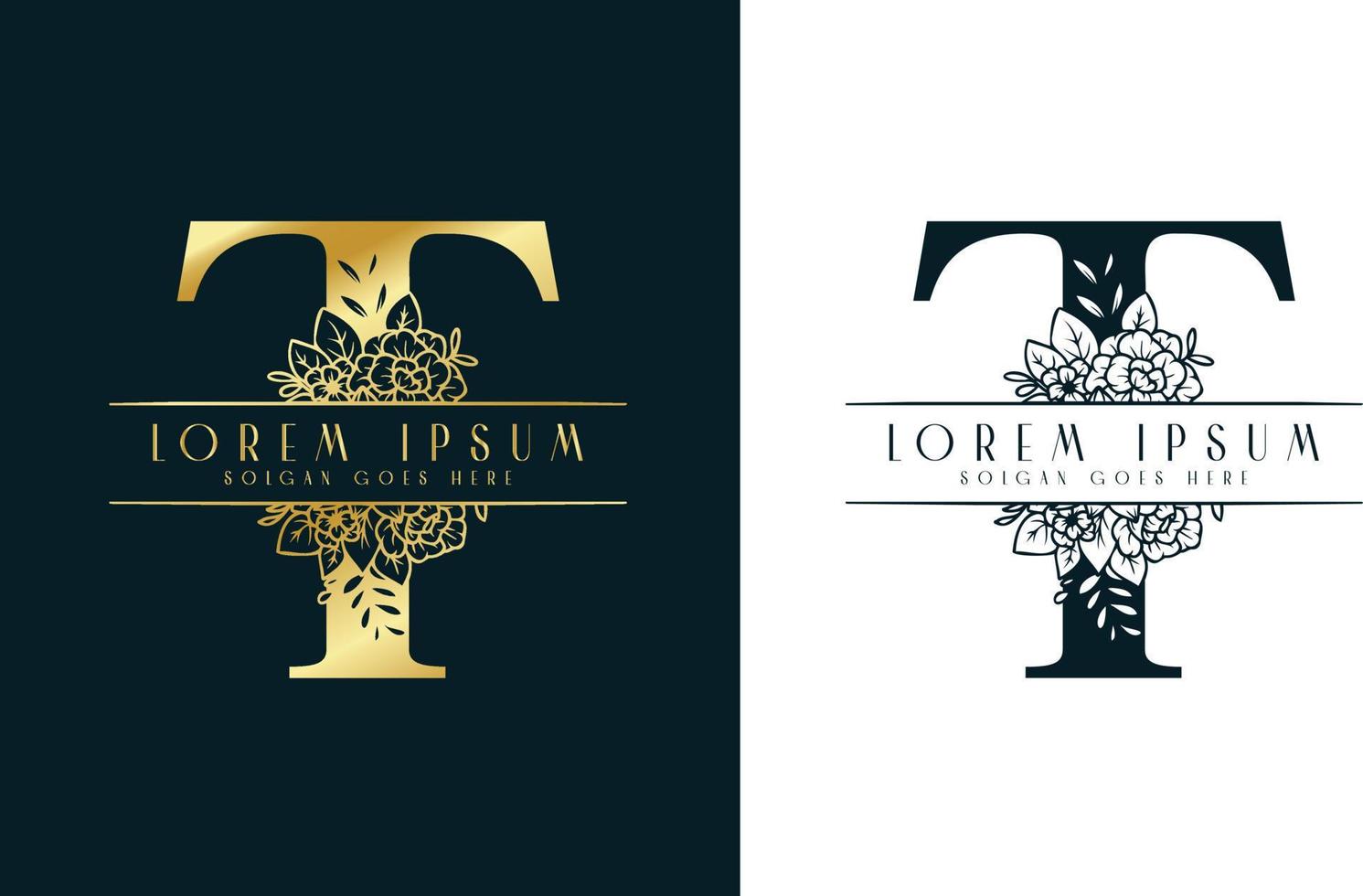 letter t minimalistische bloemen logo ontwerpsjabloon vector