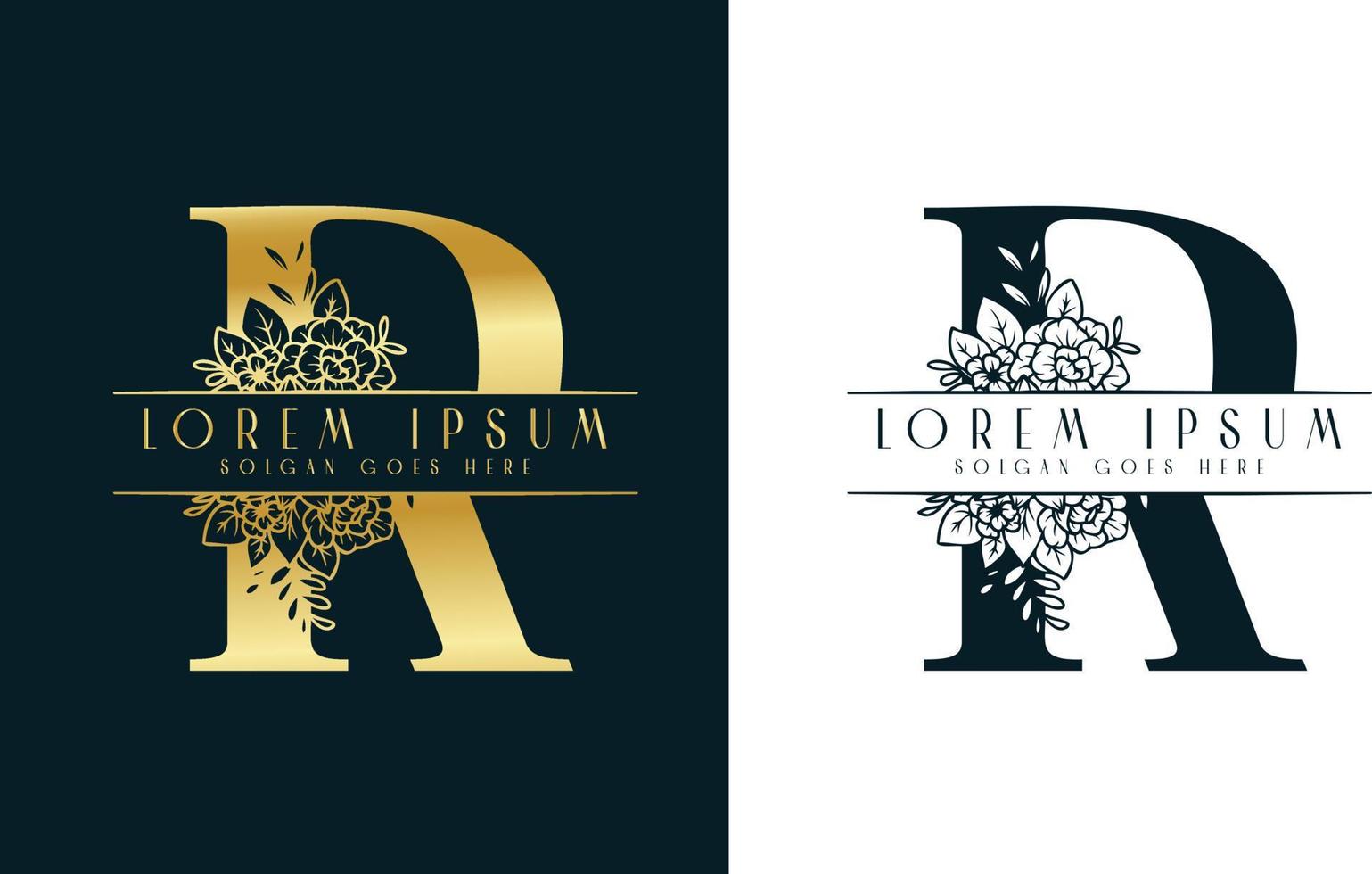 letter r minimalistische bloemen logo ontwerpsjabloon vector