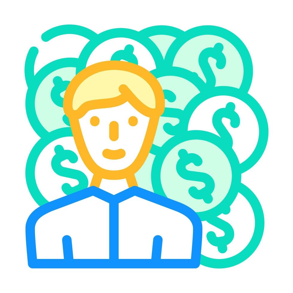 geld verdienen manager kleur pictogram vectorillustratie vector